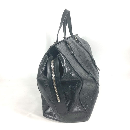 GUCCI Tote Bag 625772 leather black Shoulder Bag Boston Duffel bag GG emboss mens Used