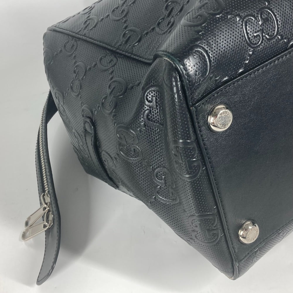 GUCCI Tote Bag 625772 leather black Shoulder Bag Boston Duffel bag GG emboss mens Used