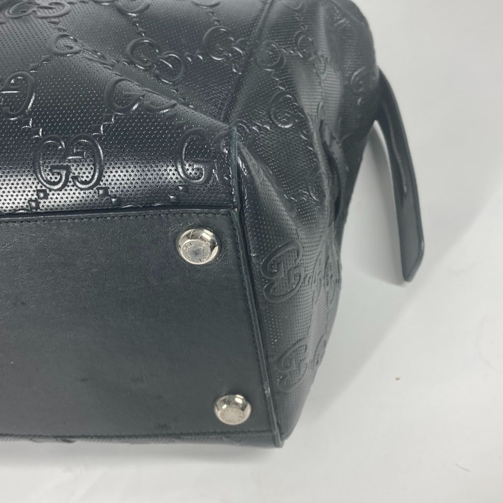 GUCCI Tote Bag 625772 leather black Shoulder Bag Boston Duffel bag GG emboss mens Used