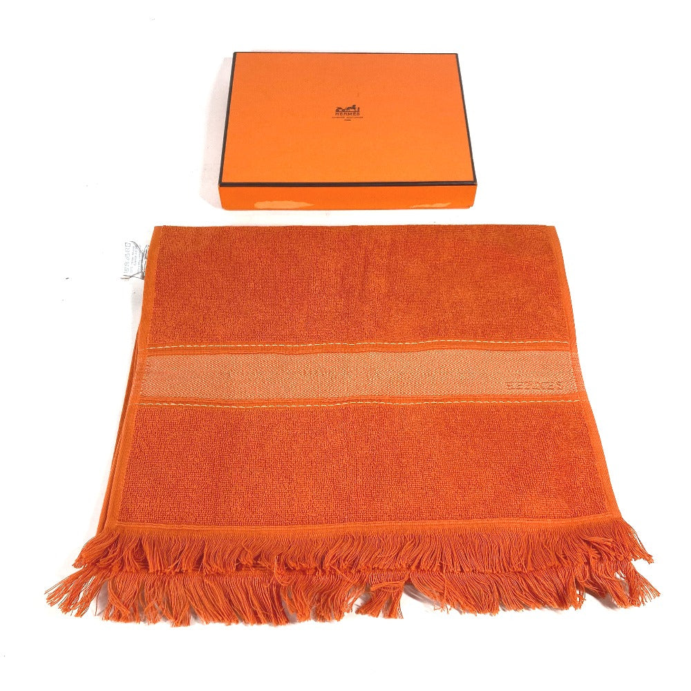 HERMES towel cotton Orange fringe Sailing Women Used