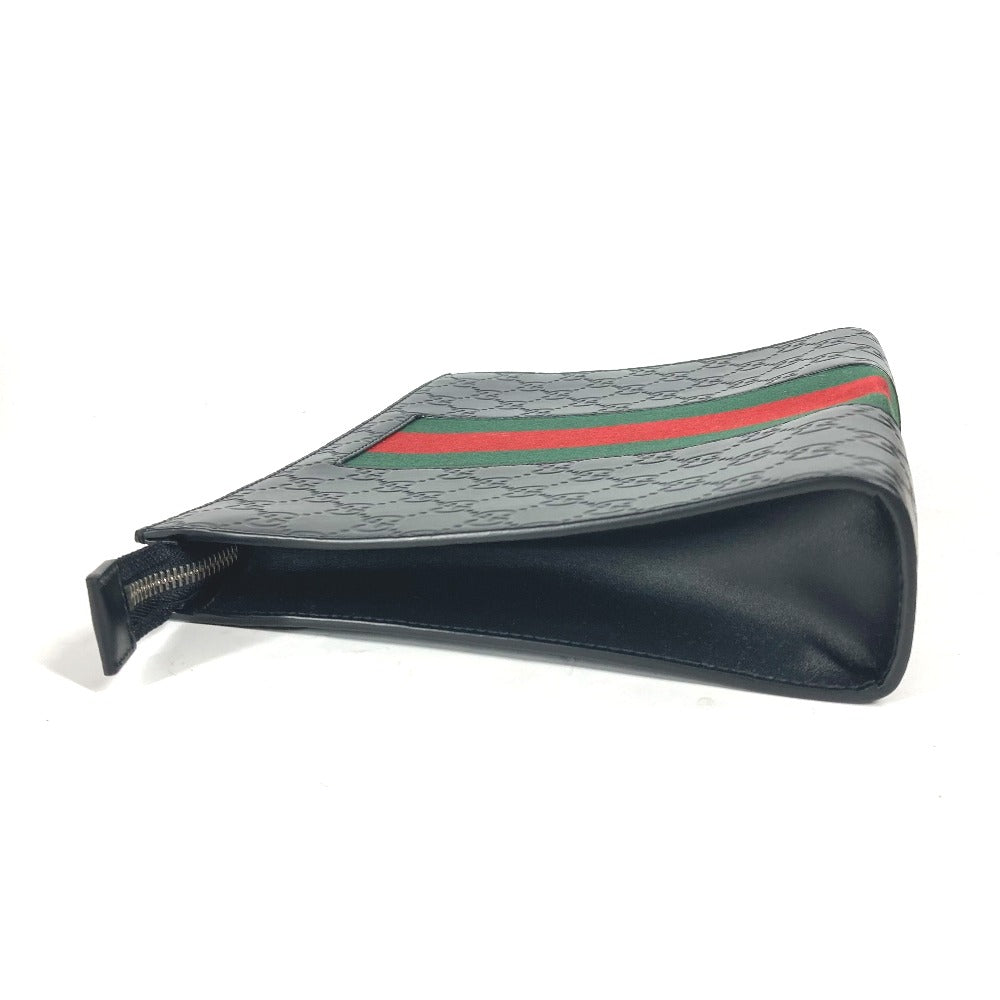 GUCCI Clutch bag 425316 leather black Guccisima GG Sherry line mens Used