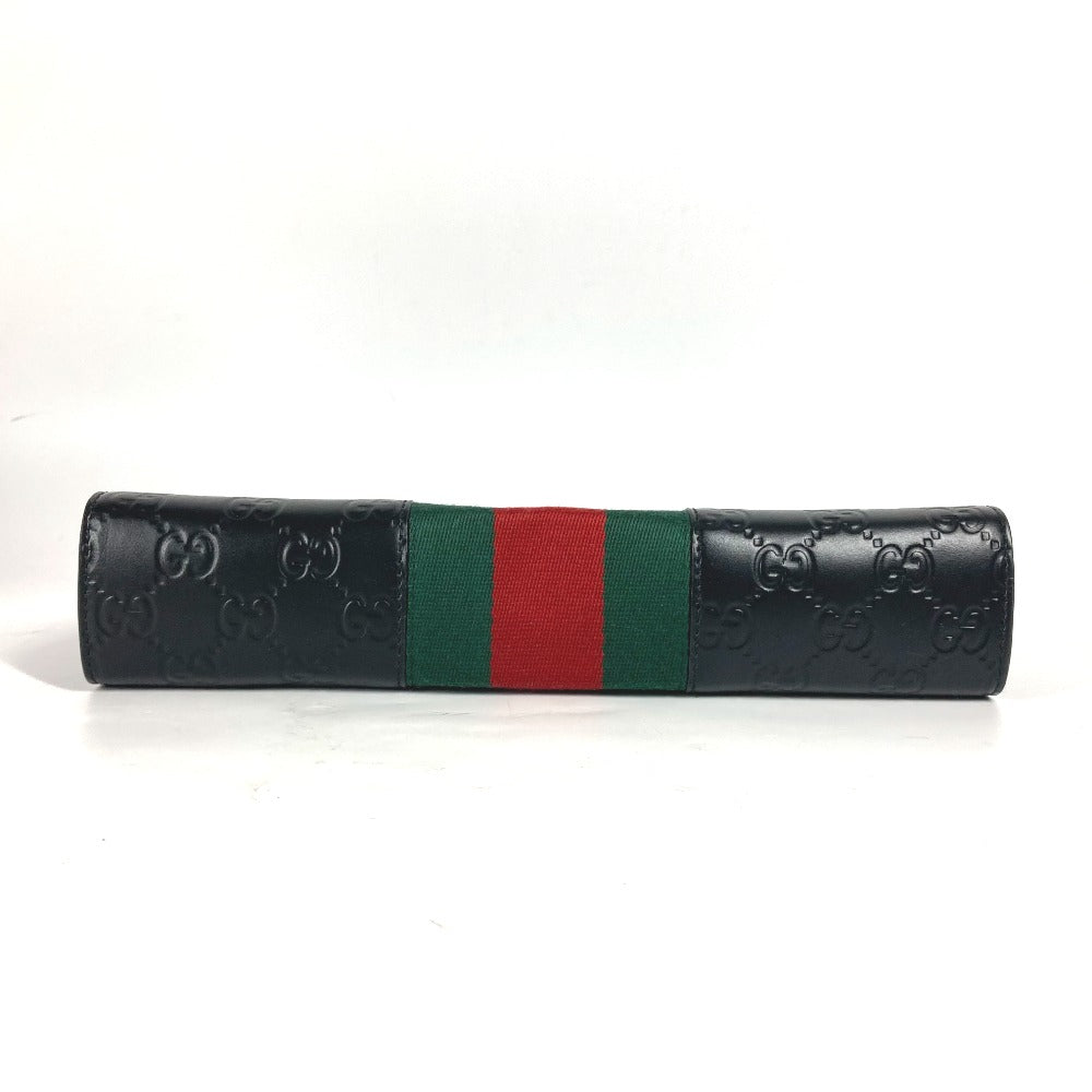 GUCCI Clutch bag 425316 leather black Guccisima GG Sherry line mens Used