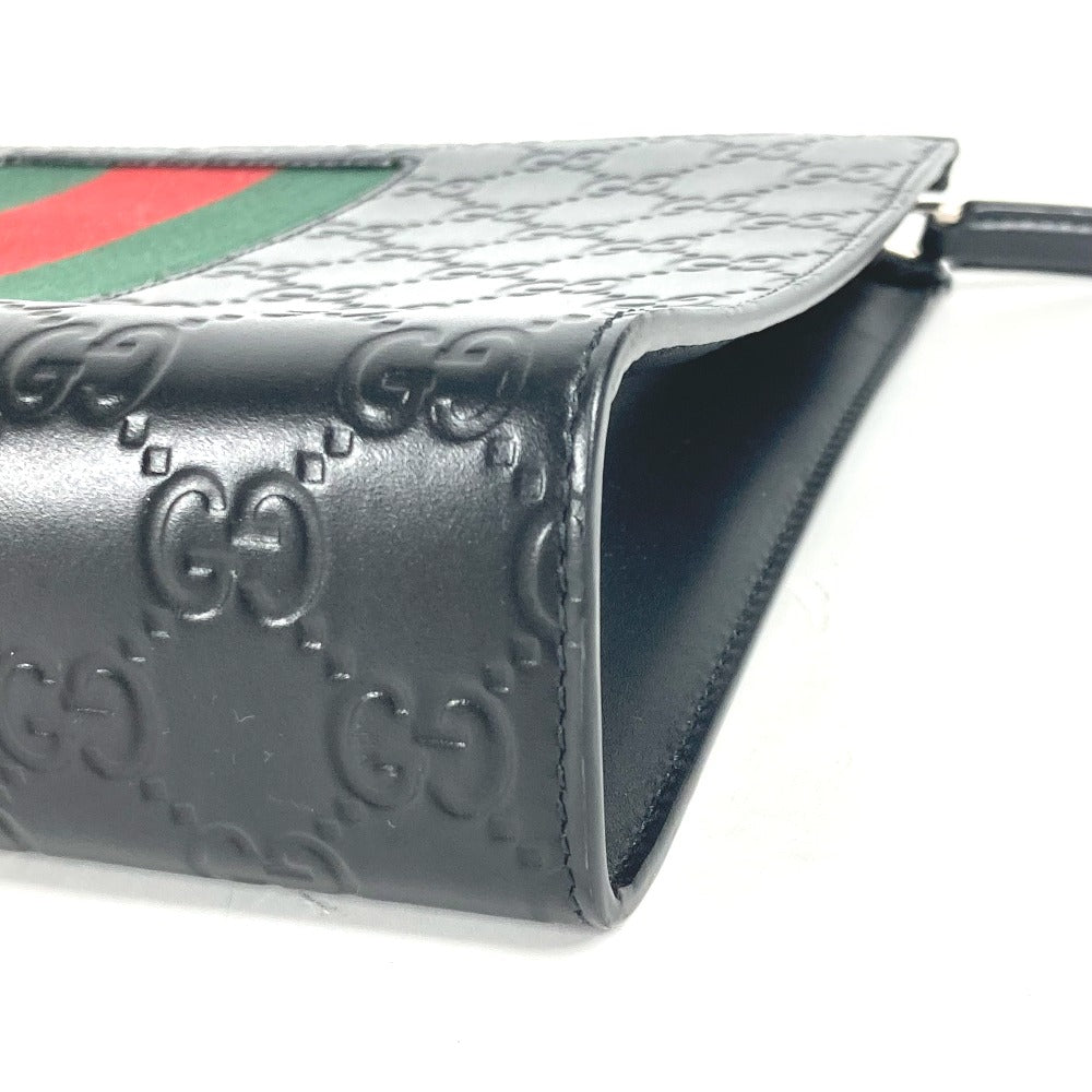 GUCCI Clutch bag 425316 leather black Guccisima GG Sherry line mens Used