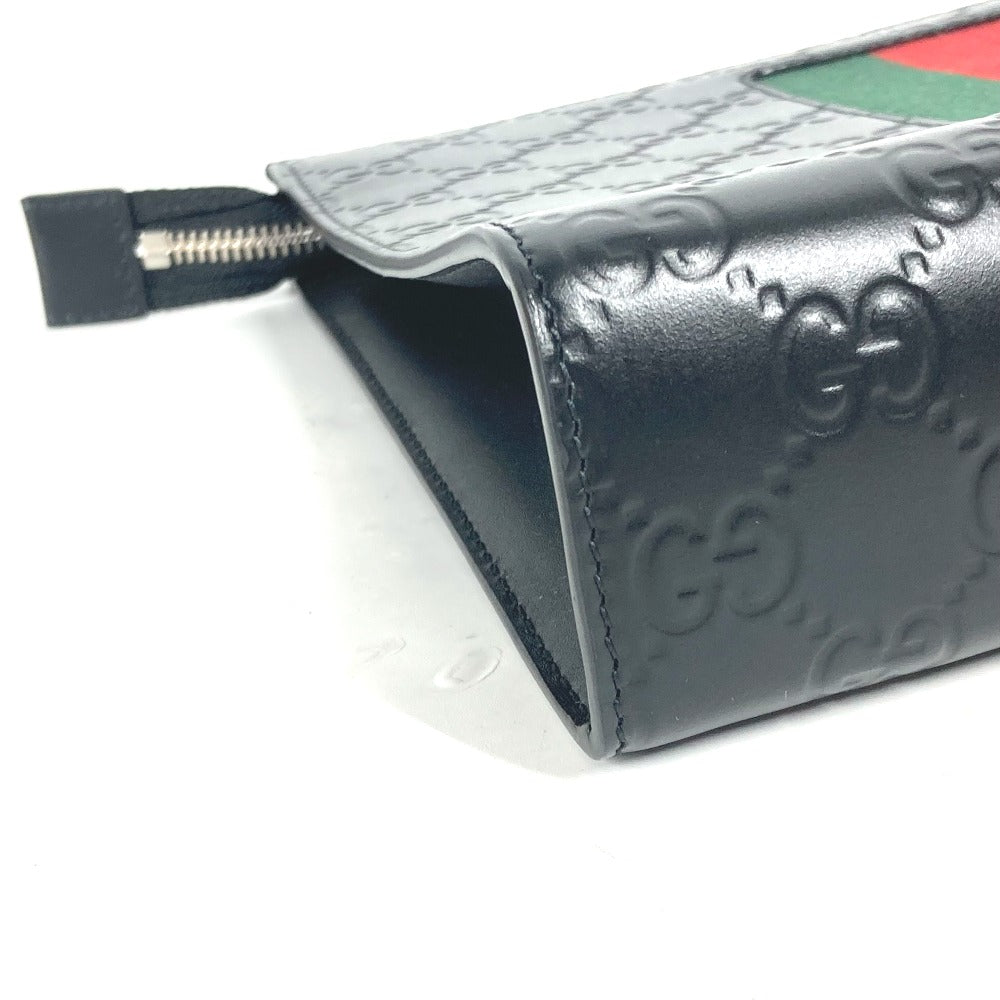 GUCCI Clutch bag 425316 leather black Guccisima GG Sherry line mens Used