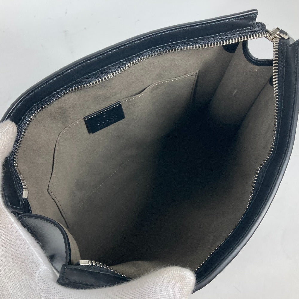 GUCCI Clutch bag 425316 leather black Guccisima GG Sherry line mens Used