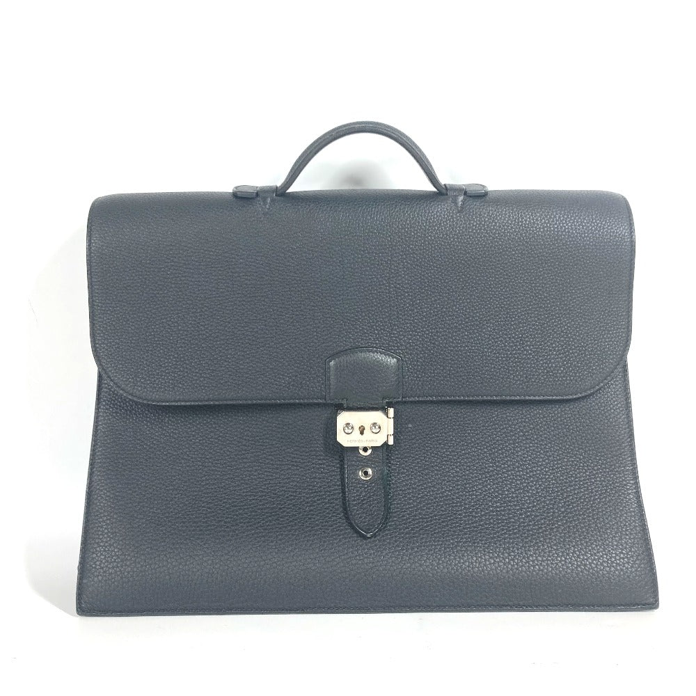 HERMES Business bag Togo black Briefcase Sac Adepeche 38 mens Used