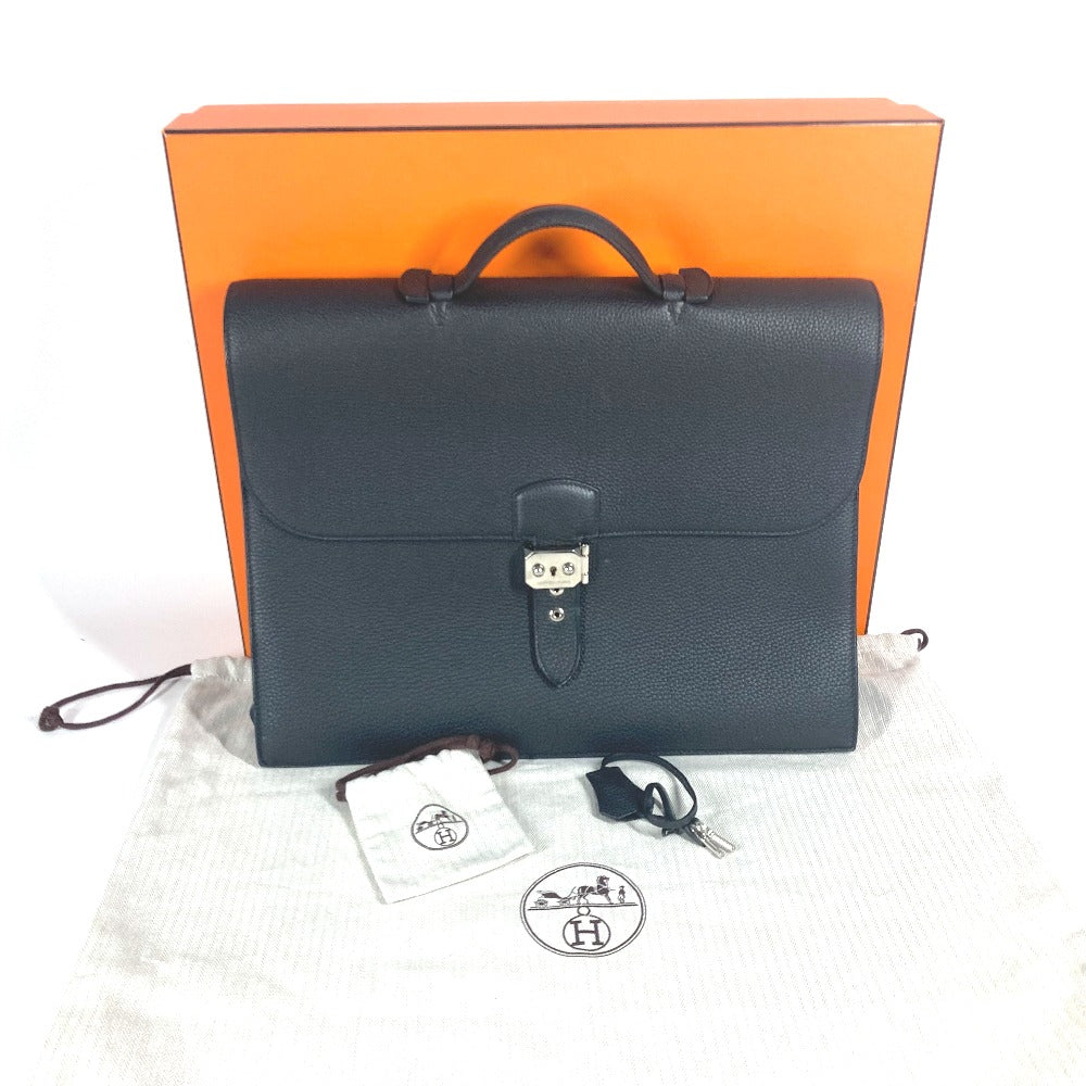 HERMES Business bag Togo black Briefcase Sac Adepeche 38 mens Used