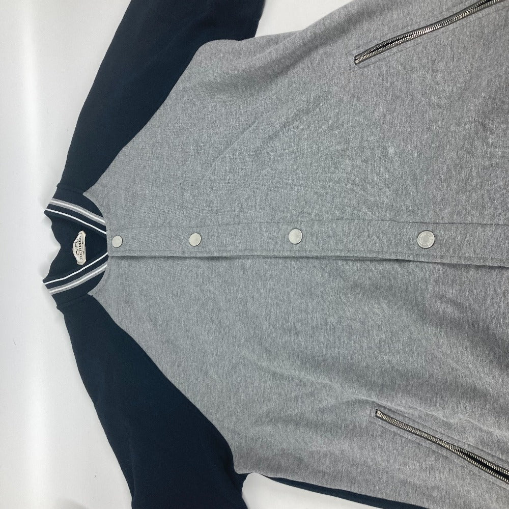 HERMES Jacket cotton gray Bicolor serie logo Teddy Blouson Stadium Jumper mens XXL Used