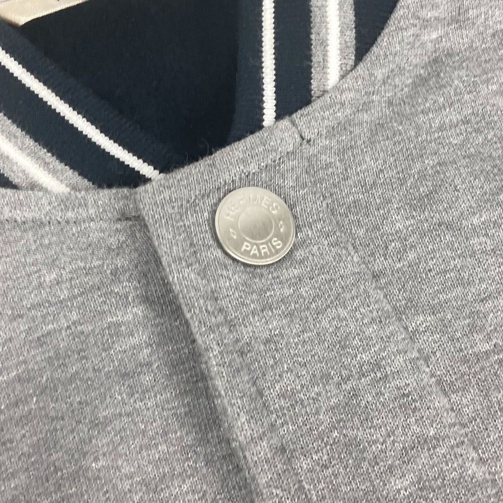 HERMES Jacket cotton gray Bicolor serie logo Teddy Blouson Stadium Jumper mens XXL Used