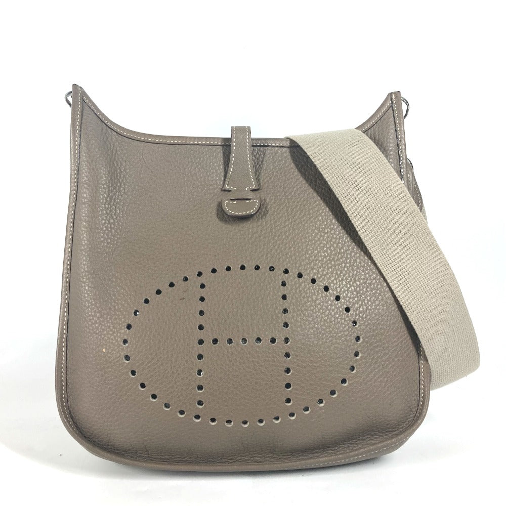 HERMES Shoulder Bag Taurillon Clemence gray Punching H logo Evelyn PM 2