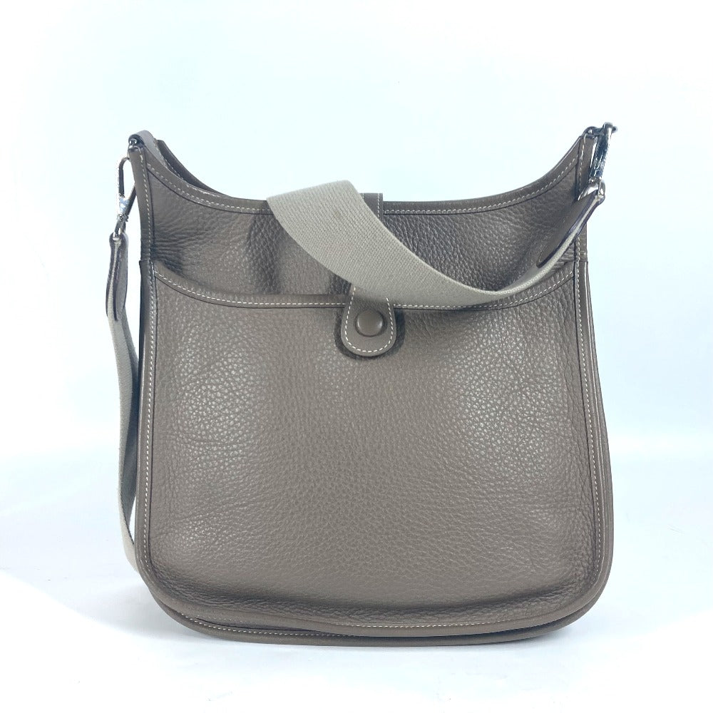 HERMES Shoulder Bag Taurillon Clemence gray Punching H logo Evelyn PM 2