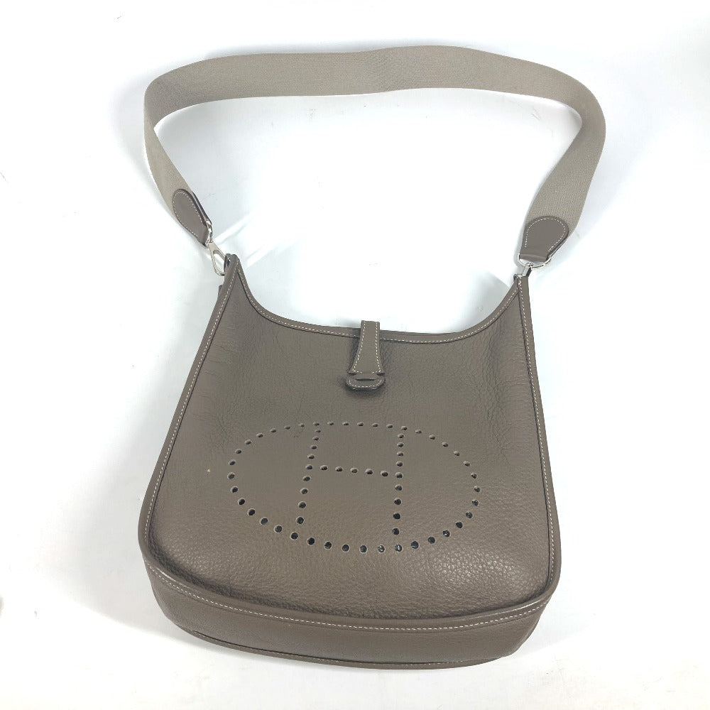 HERMES Shoulder Bag Taurillon Clemence gray Punching H logo Evelyn PM 2