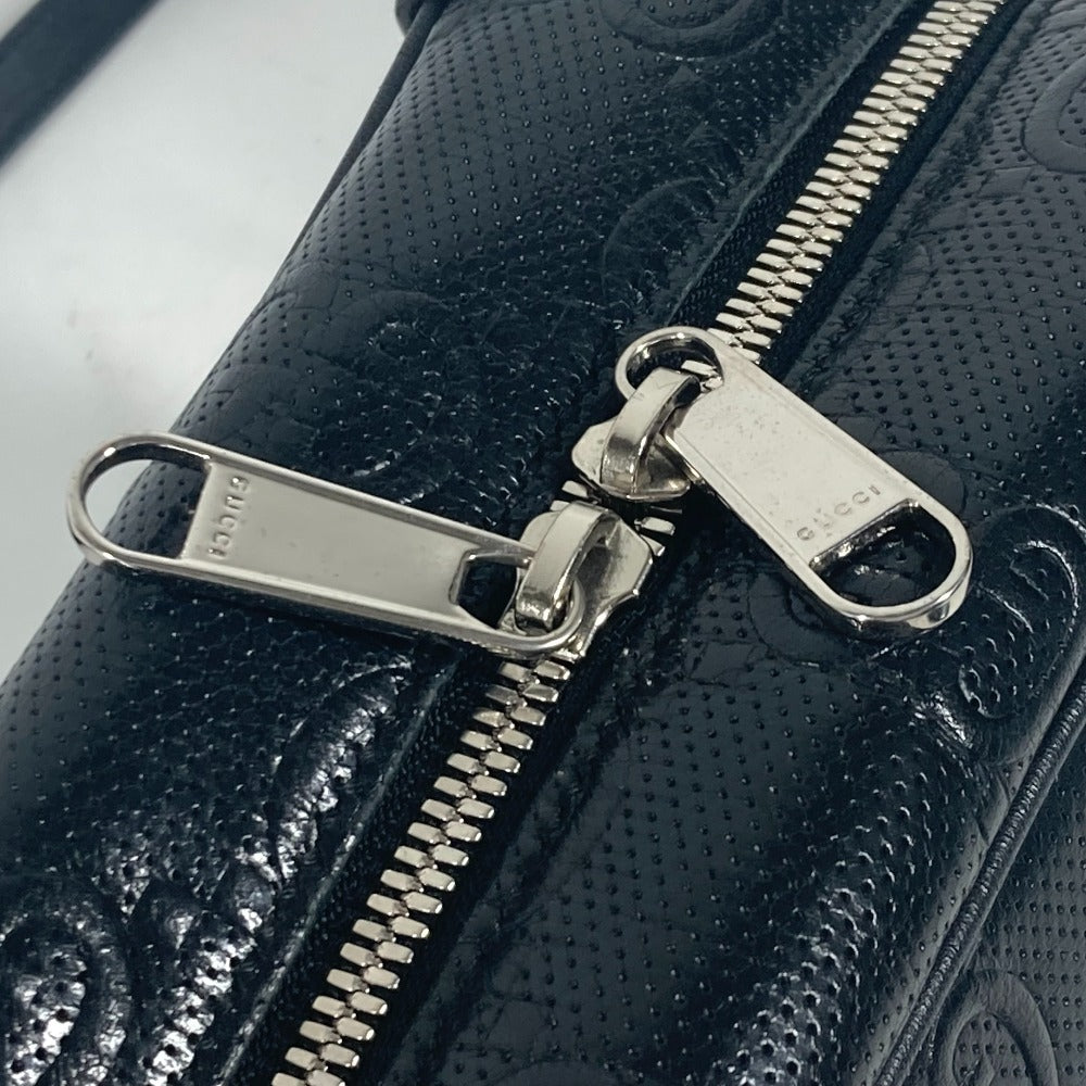 GUCCI Shoulder Bag 626363 leather black Pochette GG embossed logo mens Used