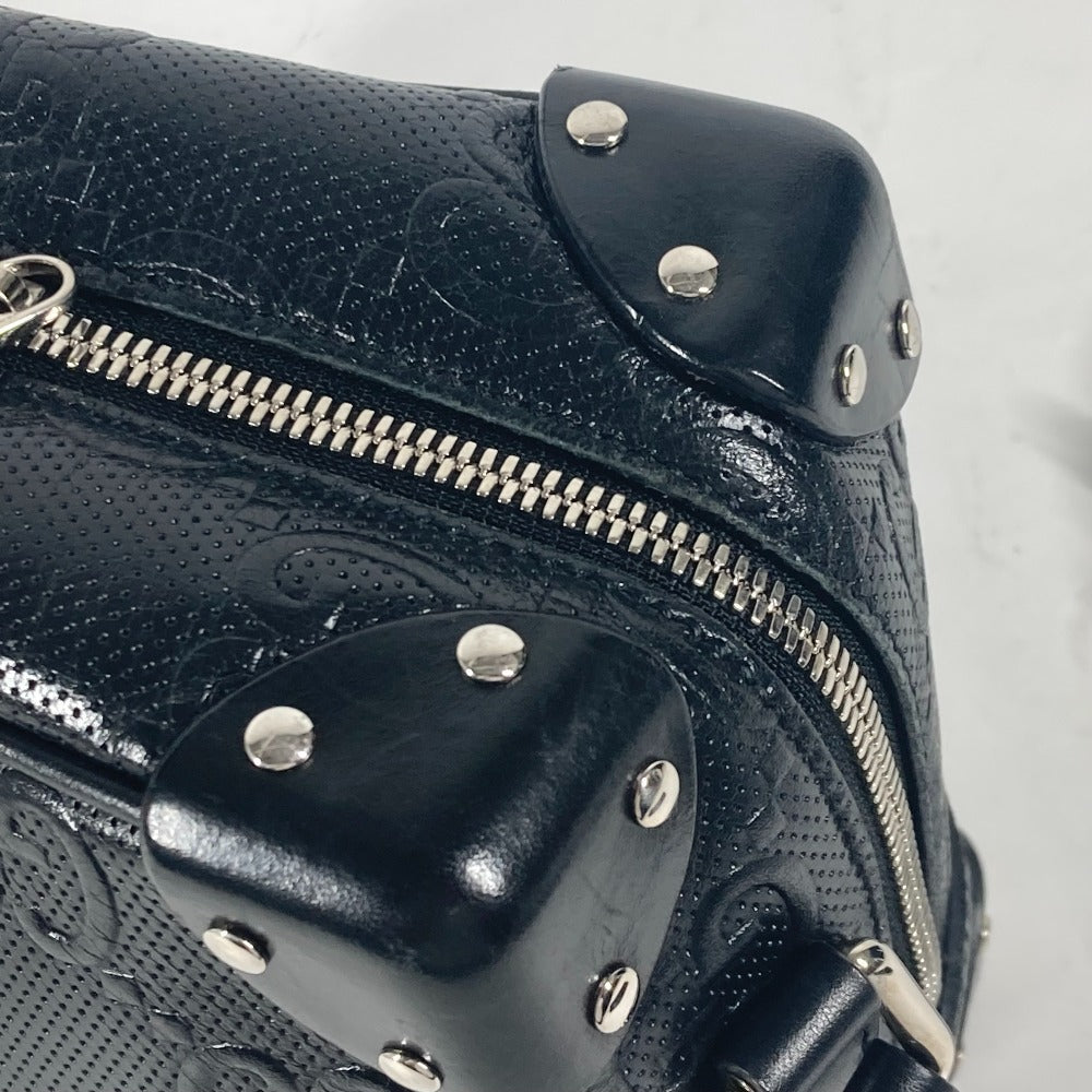 GUCCI Shoulder Bag 626363 leather black Pochette GG embossed logo mens Used