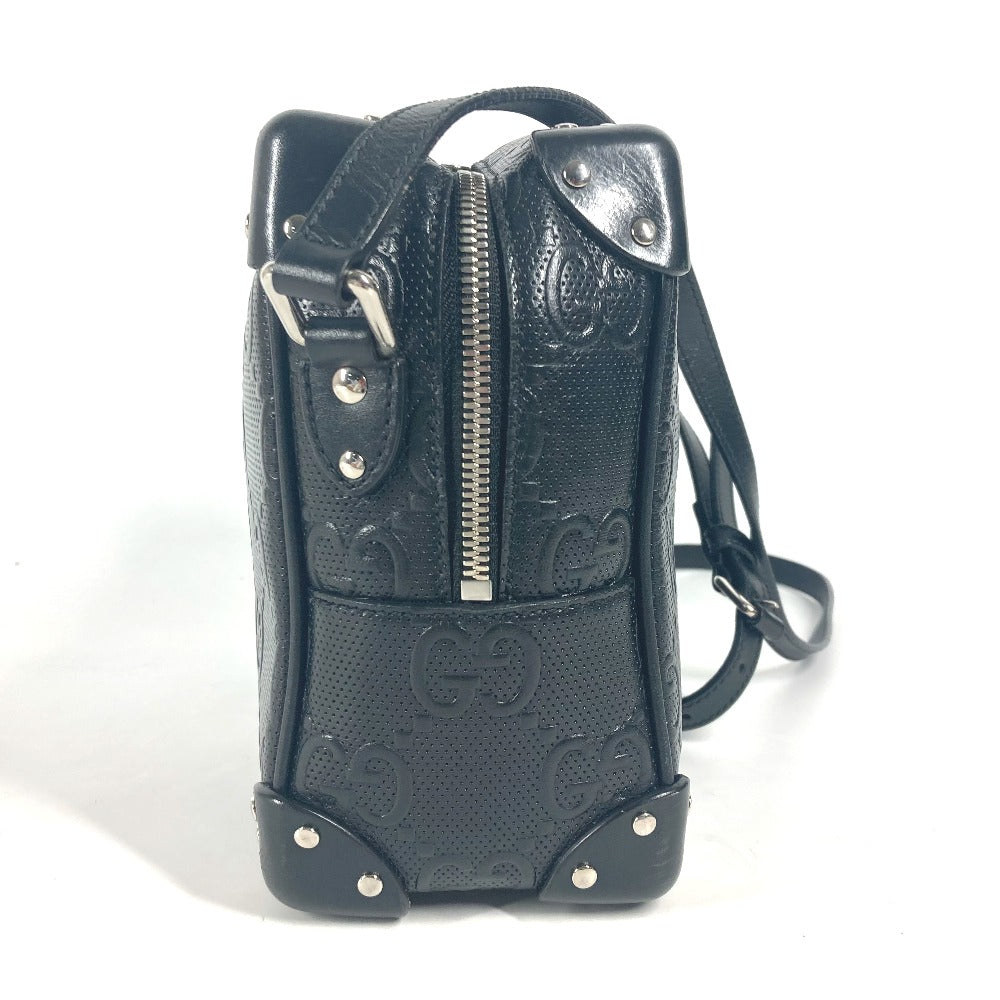 GUCCI Shoulder Bag 626363 leather black Pochette GG embossed logo mens Used
