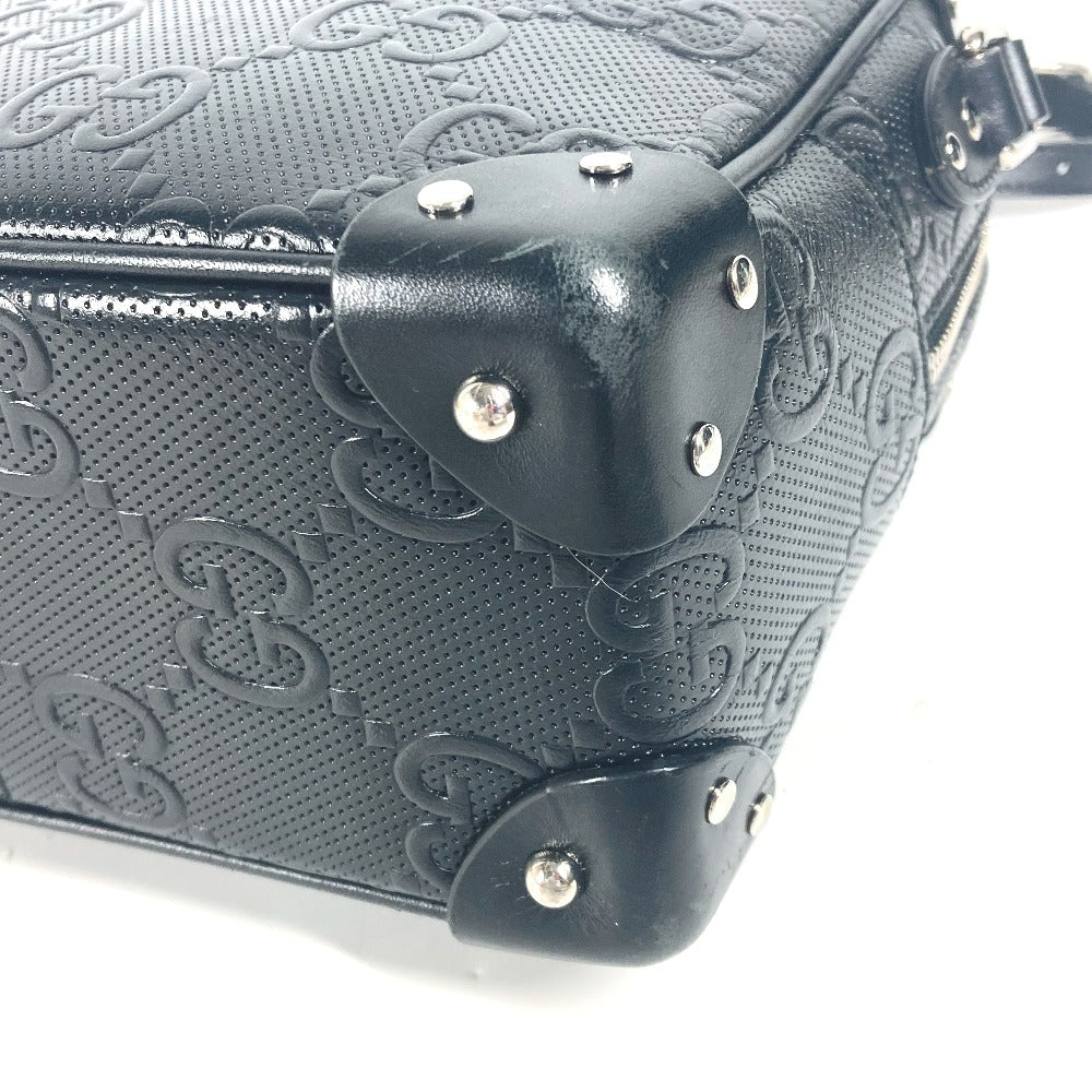 GUCCI Shoulder Bag 626363 leather black Pochette GG embossed logo mens Used