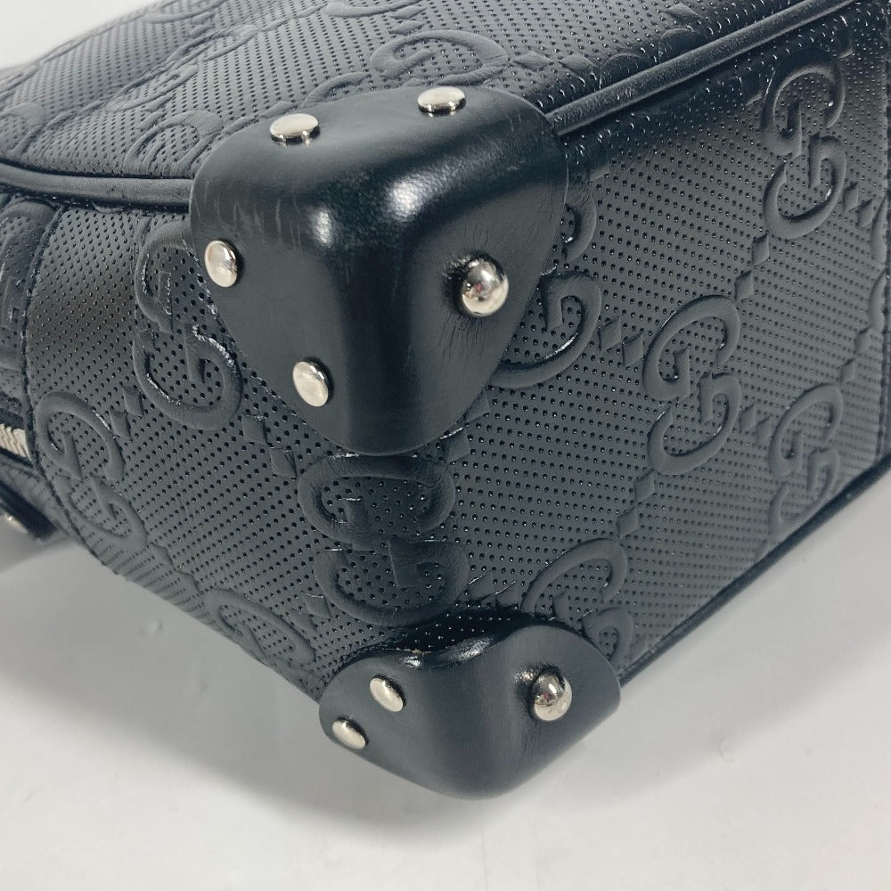 GUCCI Shoulder Bag 626363 leather black Pochette GG embossed logo mens Used