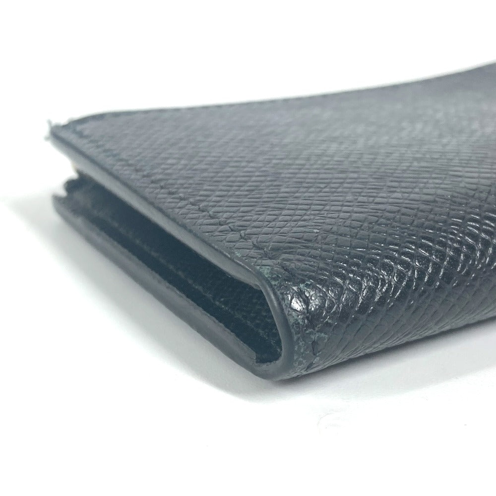 LOUIS VUITTON Coin case M63375 Taiga Leather black Taiga Portemonejour unisex(Unisex) Used
