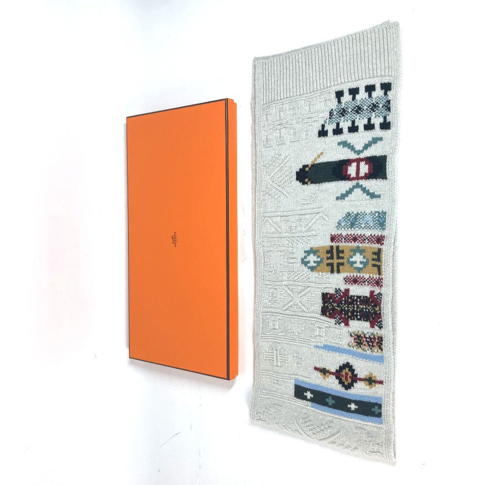 HERMES Scarf Wool, Cashmere Light gray type Autumn/Winter 2023 Collection Couleur en coeur