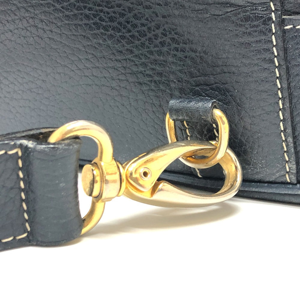HERMES Shoulder Bag leather Navy purse