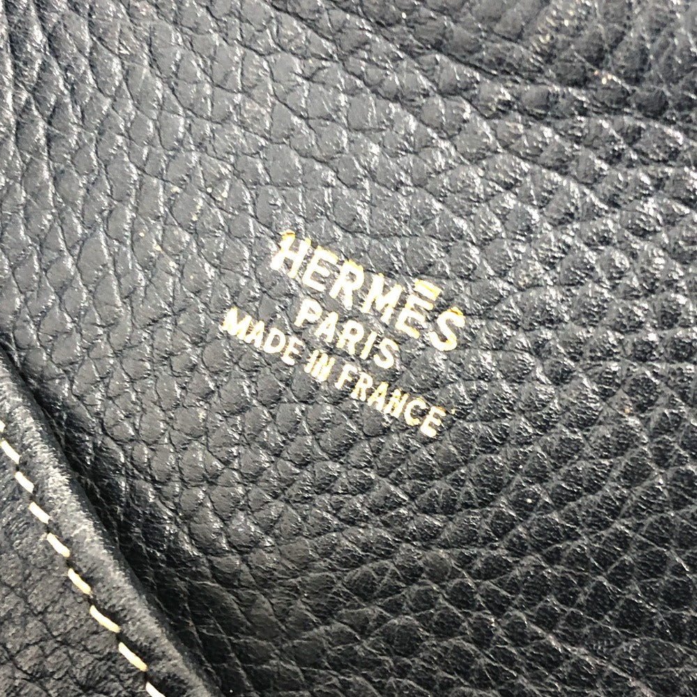 HERMES Shoulder Bag leather Navy purse
