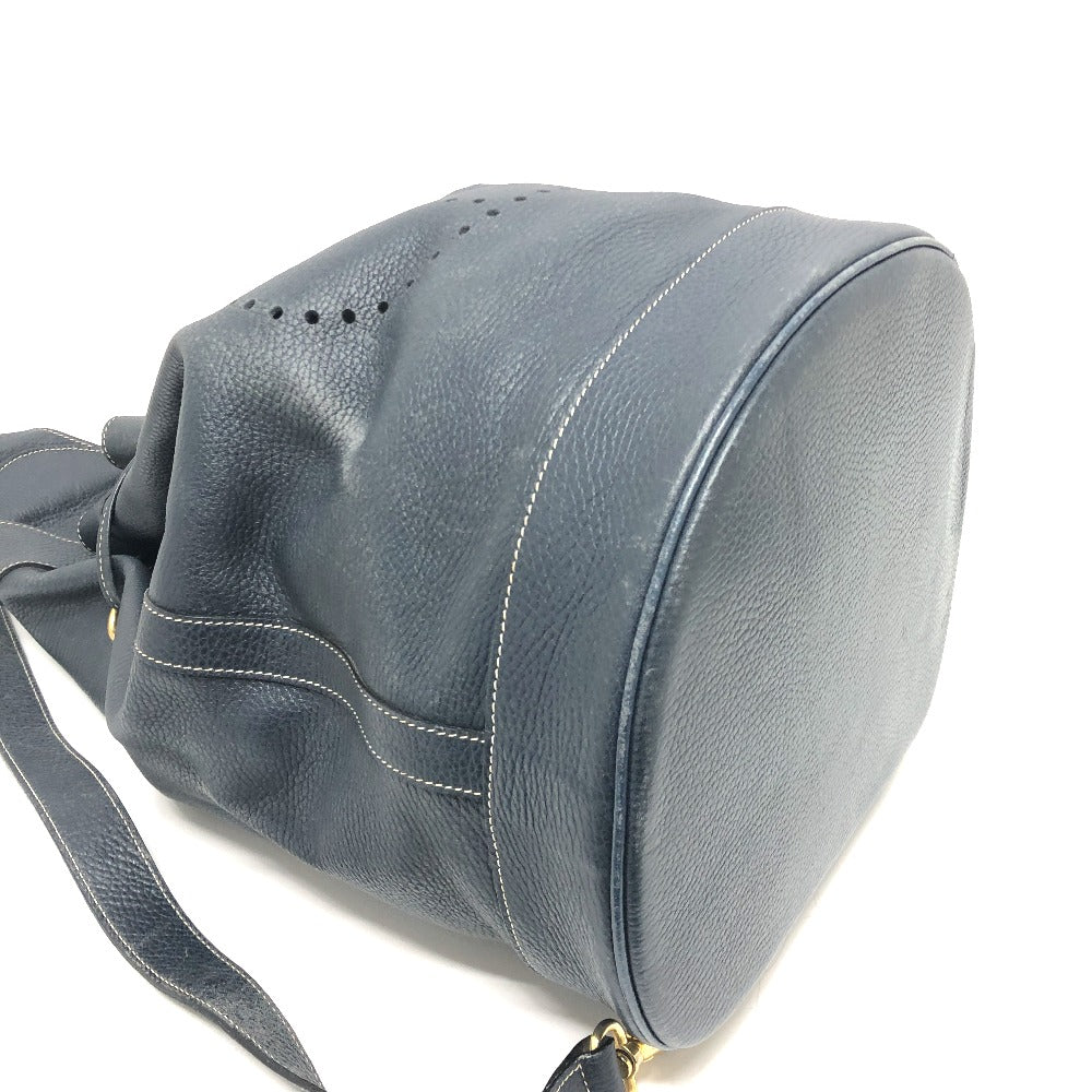 HERMES Shoulder Bag leather Navy purse