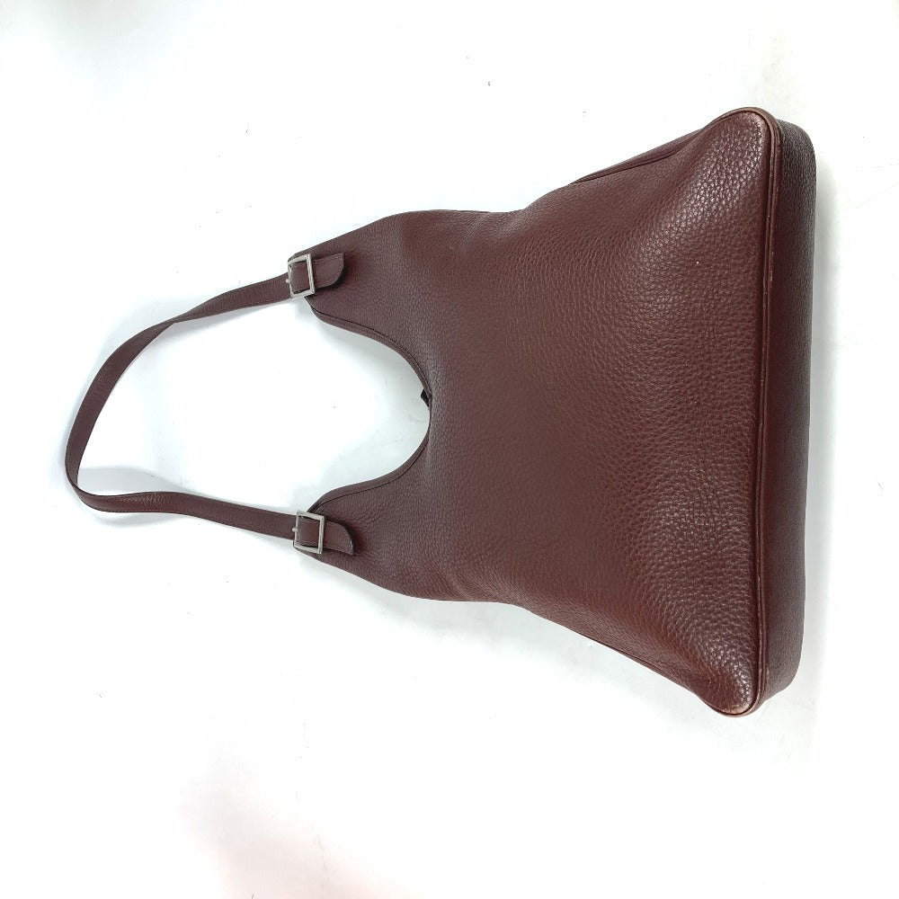 HERMES Shoulder Bag leather Dark brown Masai