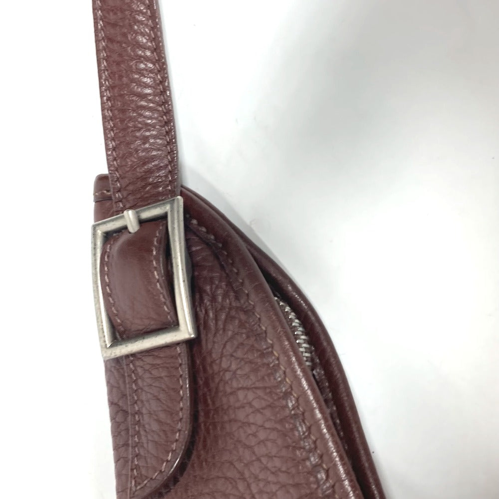 HERMES Shoulder Bag leather Dark brown Masai