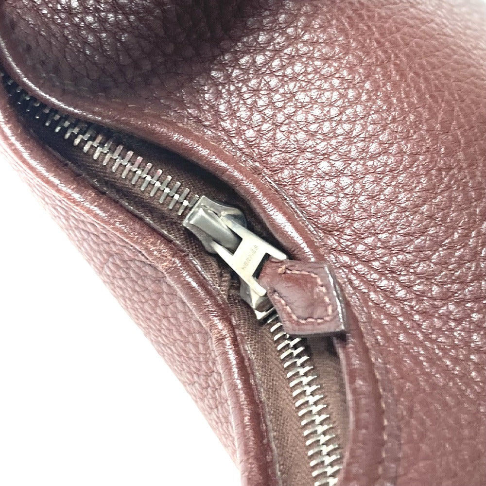 HERMES Shoulder Bag leather Dark brown Masai
