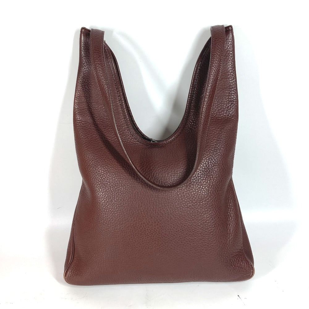 HERMES Shoulder Bag leather Dark brown Masai