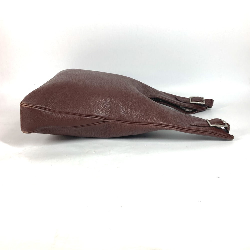 HERMES Shoulder Bag leather Dark brown Masai