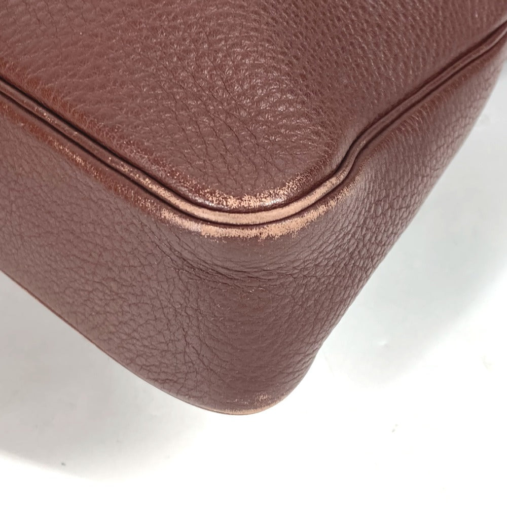HERMES Shoulder Bag leather Dark brown Masai