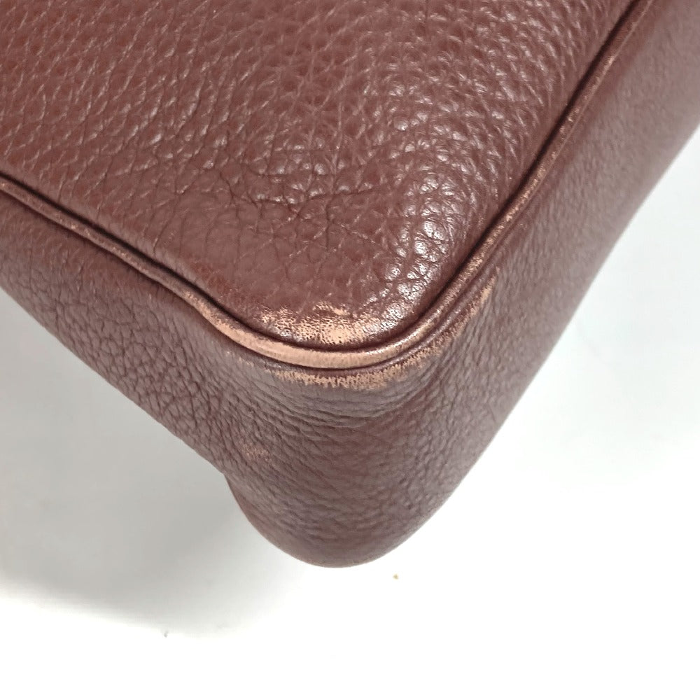 HERMES Shoulder Bag leather Dark brown Masai