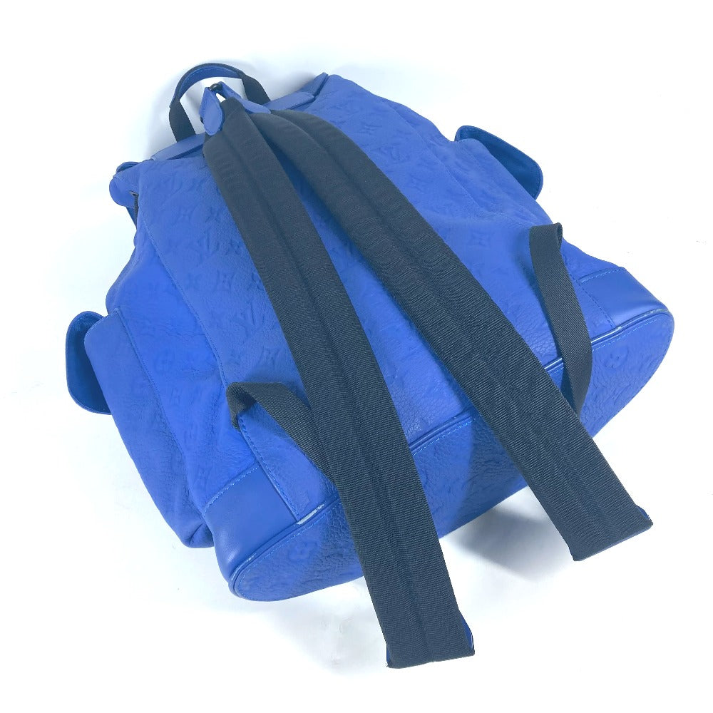 LOUIS VUITTON Backpack M23189 Taurillon Clemence Leather blue Monogram Taurillon Clemence Christopher MM mens Used