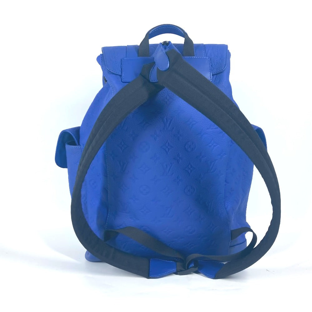 LOUIS VUITTON Backpack M23189 Taurillon Clemence Leather blue Monogram Taurillon Clemence Christopher MM mens Used