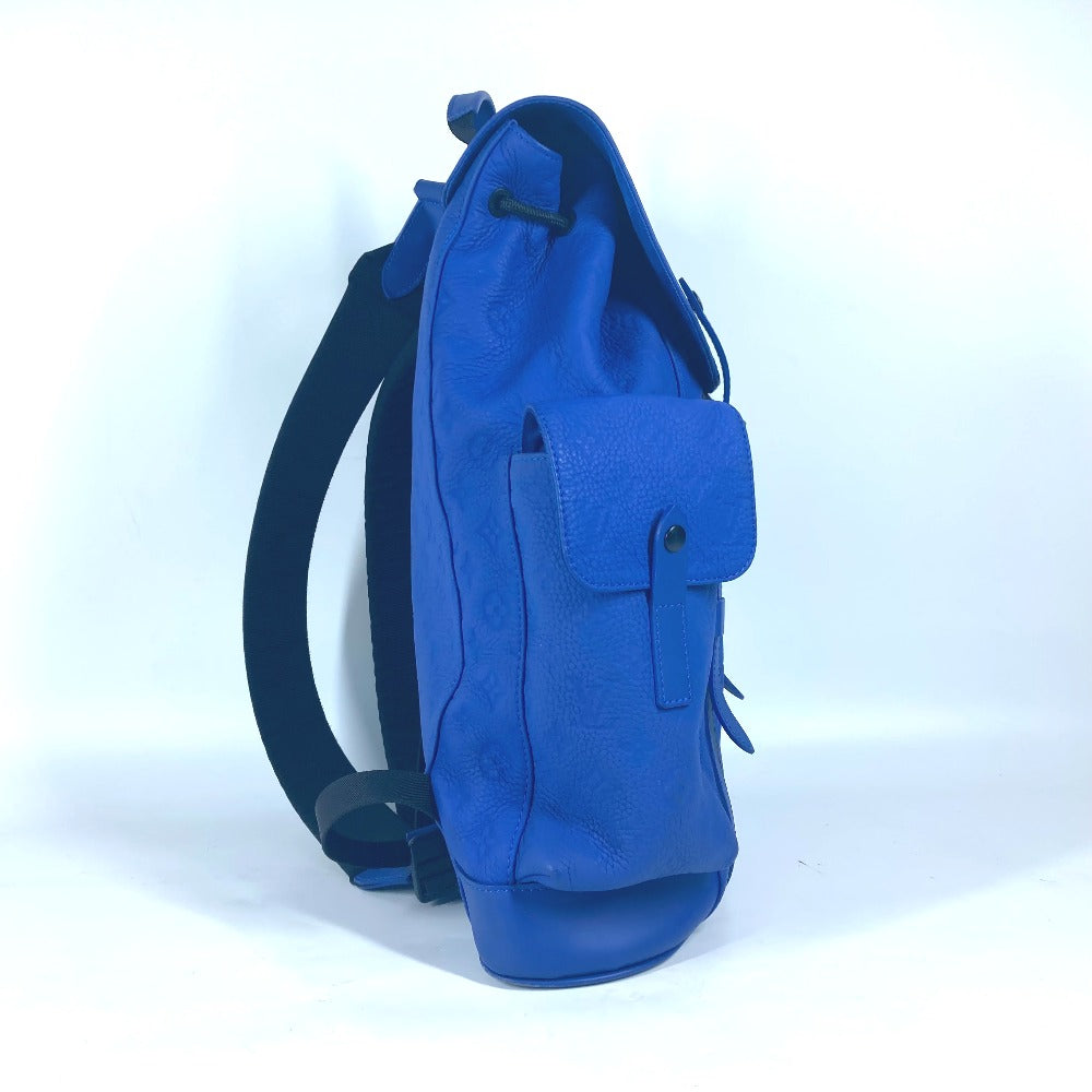 LOUIS VUITTON Backpack M23189 Taurillon Clemence Leather blue Monogram Taurillon Clemence Christopher MM mens Used