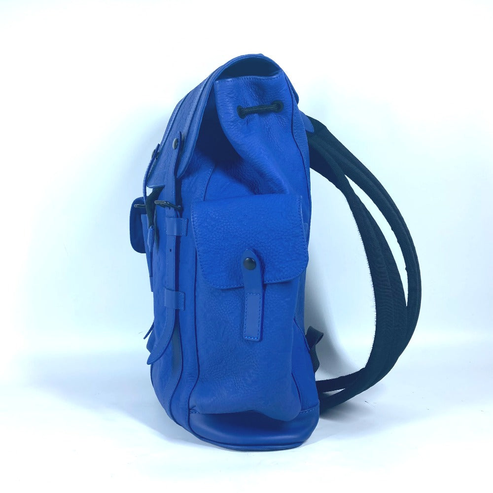 LOUIS VUITTON Backpack M23189 Taurillon Clemence Leather blue Monogram Taurillon Clemence Christopher MM mens Used