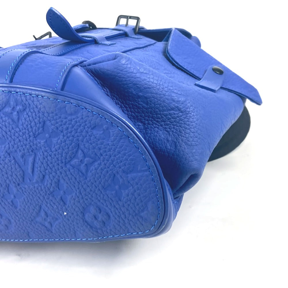 LOUIS VUITTON Backpack M23189 Taurillon Clemence Leather blue Monogram Taurillon Clemence Christopher MM mens Used