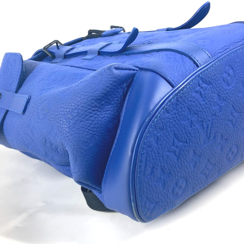 LOUIS VUITTON Backpack M23189 Taurillon Clemence Leather blue Monogram Taurillon Clemence Christopher MM mens Used