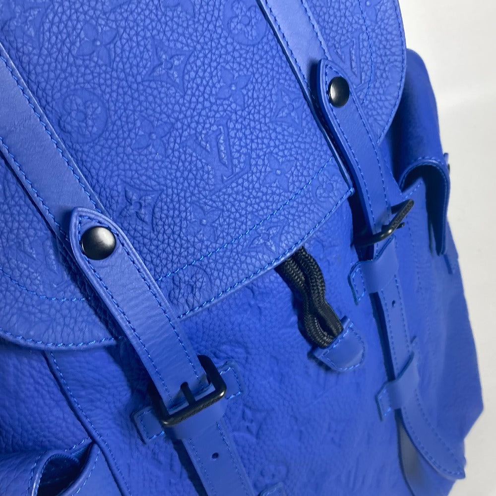 LOUIS VUITTON Backpack M23189 Taurillon Clemence Leather blue Monogram Taurillon Clemence Christopher MM mens Used