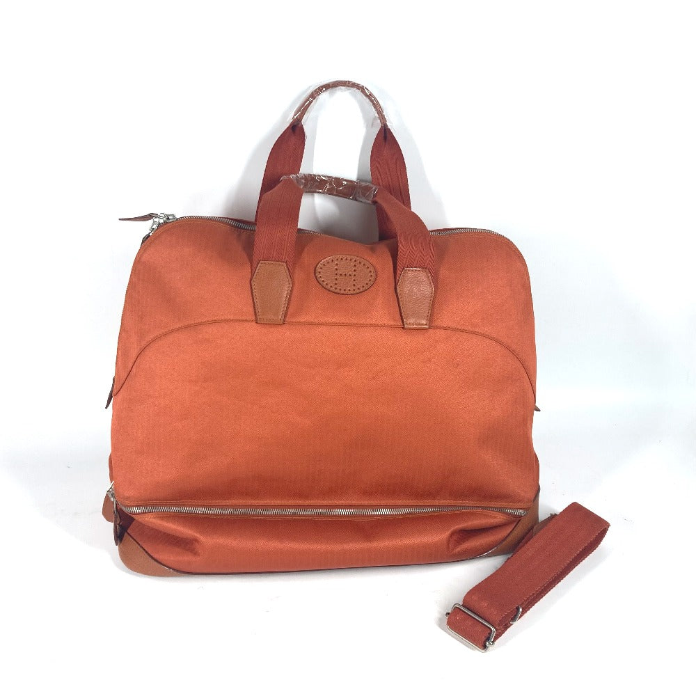 HERMES Boston Duffel bag Towal chevron Orange Sports 2WAY Bag Shoulder Bag Sac de Golf 47