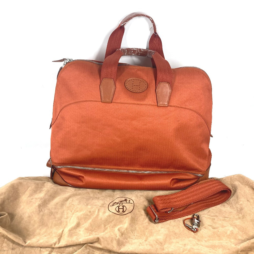 HERMES Boston Duffel bag Towal chevron Orange Sports 2WAY Bag Shoulder Bag Sac de Golf 47