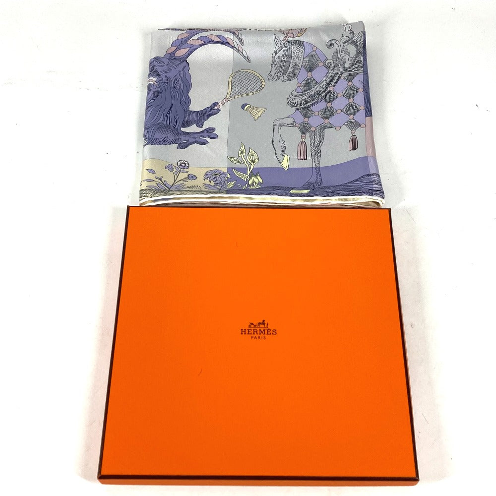 HERMES scarf silk purple Della Cavalleria Favolosa Carre90