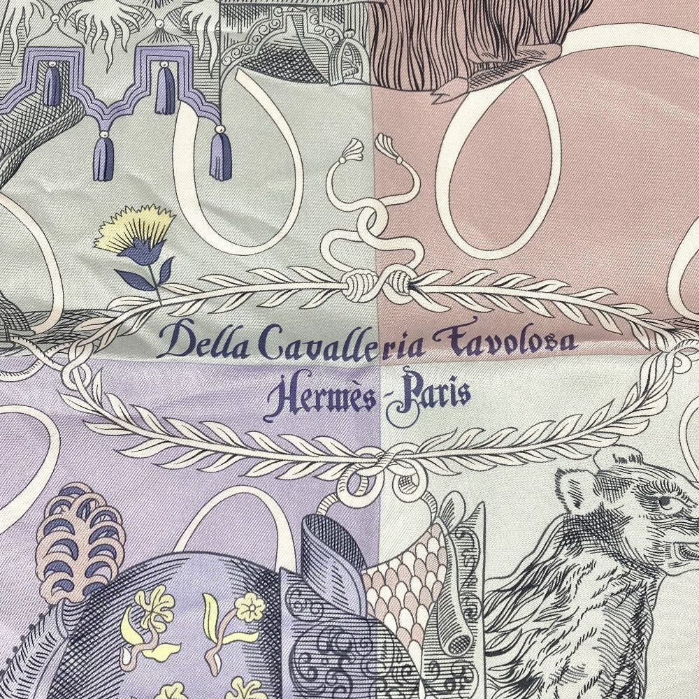 HERMES scarf silk purple Della Cavalleria Favolosa Carre90