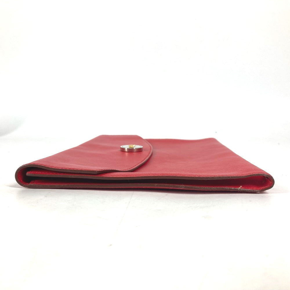 HERMES Clutch bag leather Red vintage logo