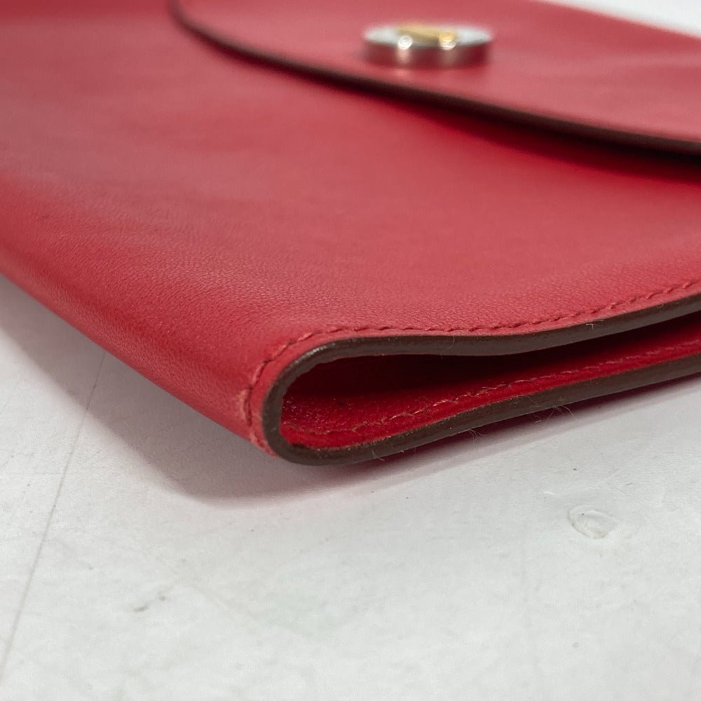 HERMES Clutch bag leather Red vintage logo