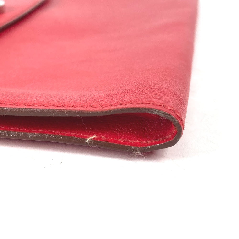 HERMES Clutch bag leather Red vintage logo
