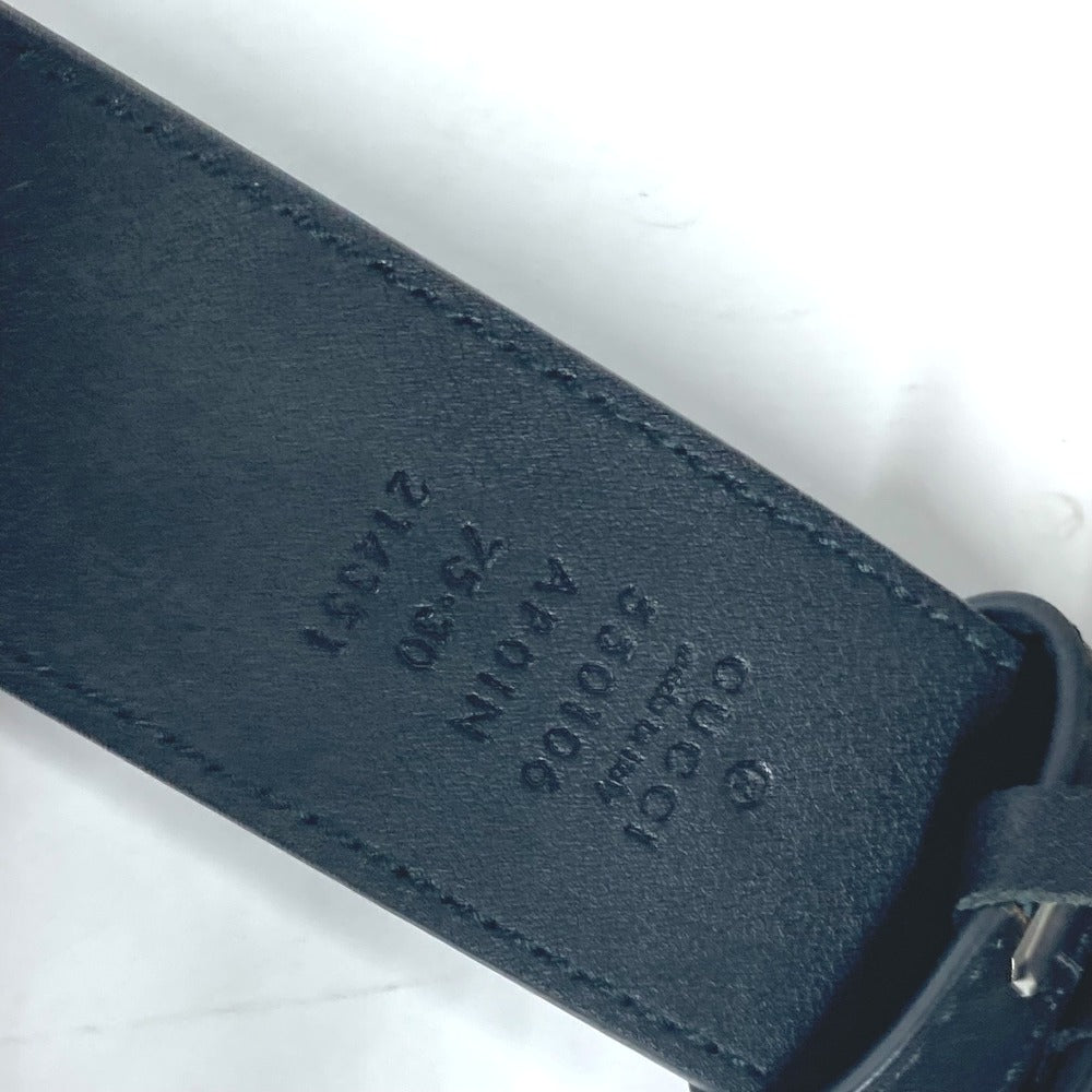 GUCCI belt 550106 leather black Sequin GG logo crystal