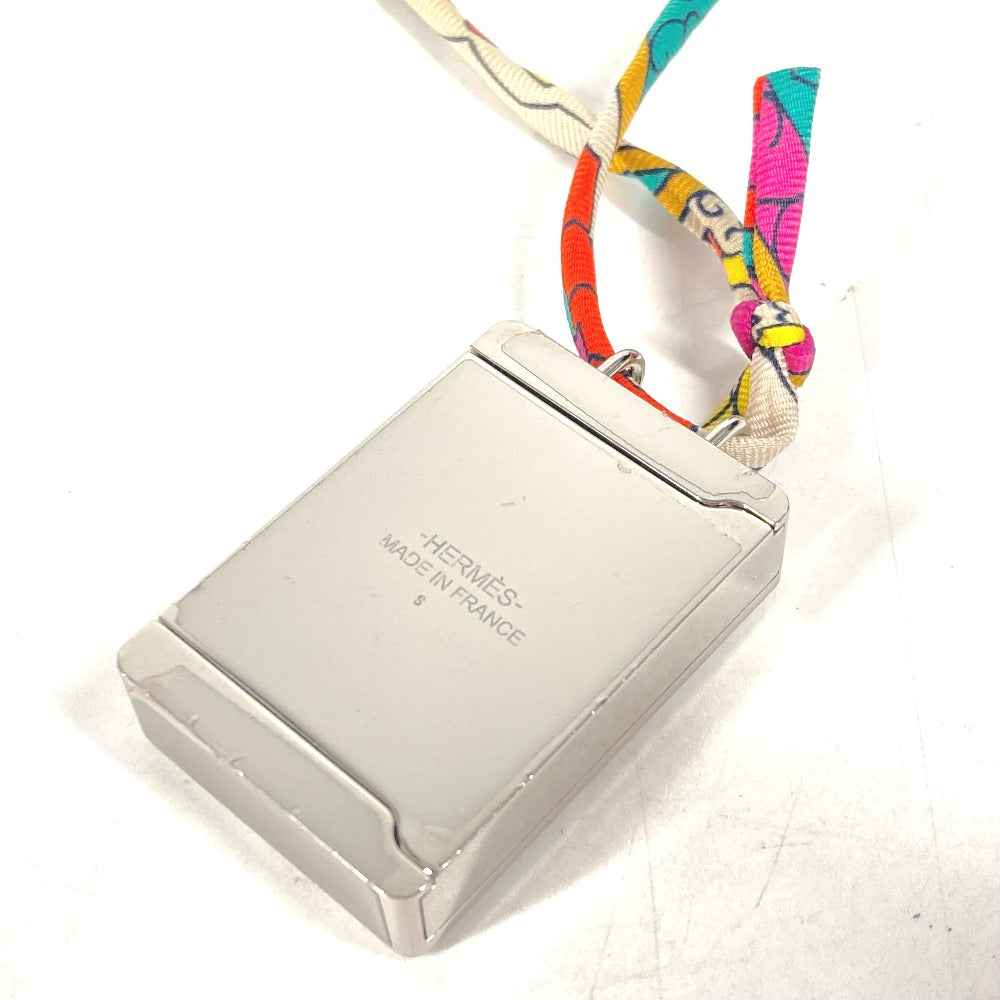 HERMES Necklace Metal, Silk Silver Boîte a Reve Moon Motif Pill Case
