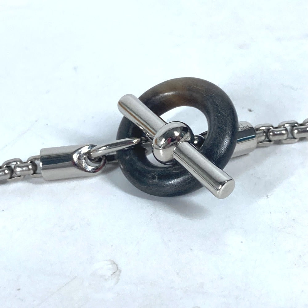 HERMES Necklace Buffalo Horn, Metal Silver Chain Meri Melo Necklace